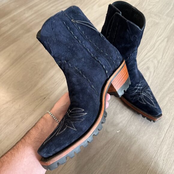 Back at the Ranch  Raindance Ankle Zipper With Vibram With Stitching - Navy - Picture 6 of 10